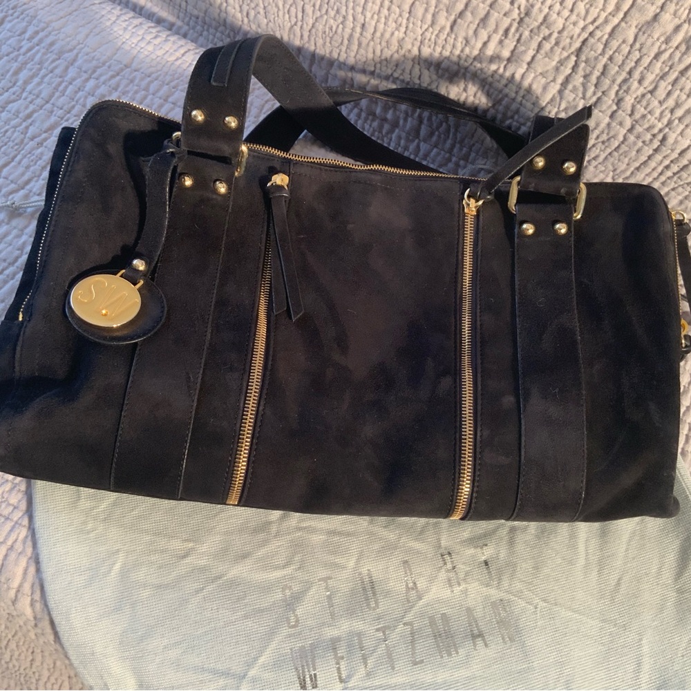 Stuart Weitzman Black Suede Travel Bag